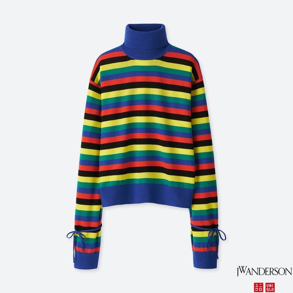 JW ANDERSON Blue Multi-Stripe Turtleneck Sweater